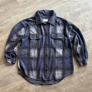 Z Supply Size Medium Dusty Indigo Plaid Shacket Button Down